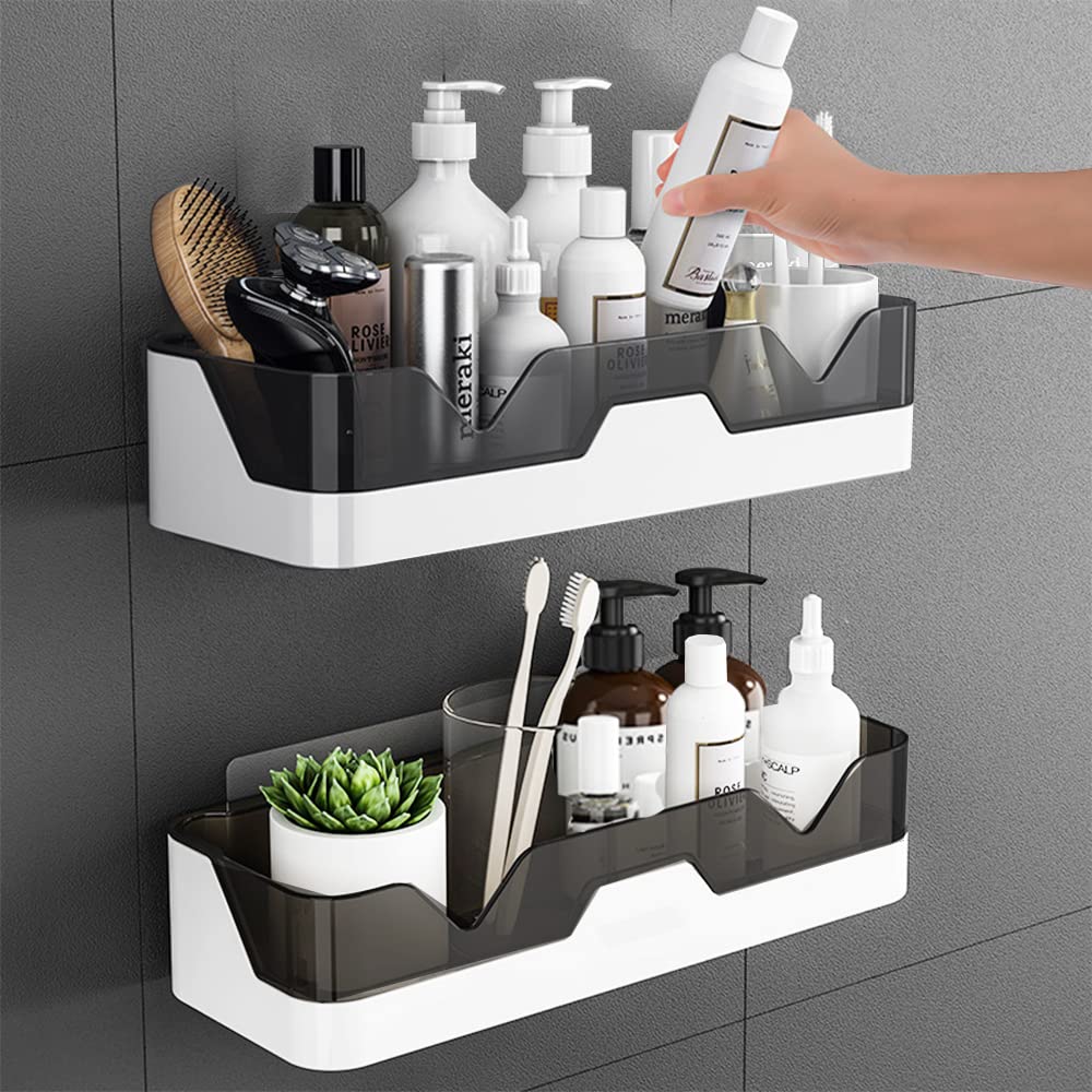 SHBaizoy 2Pcs Shower Caddies,Shower Baskets No Drilling,Bathroom Shelves for Bathroom/Kitchen (Plastic)