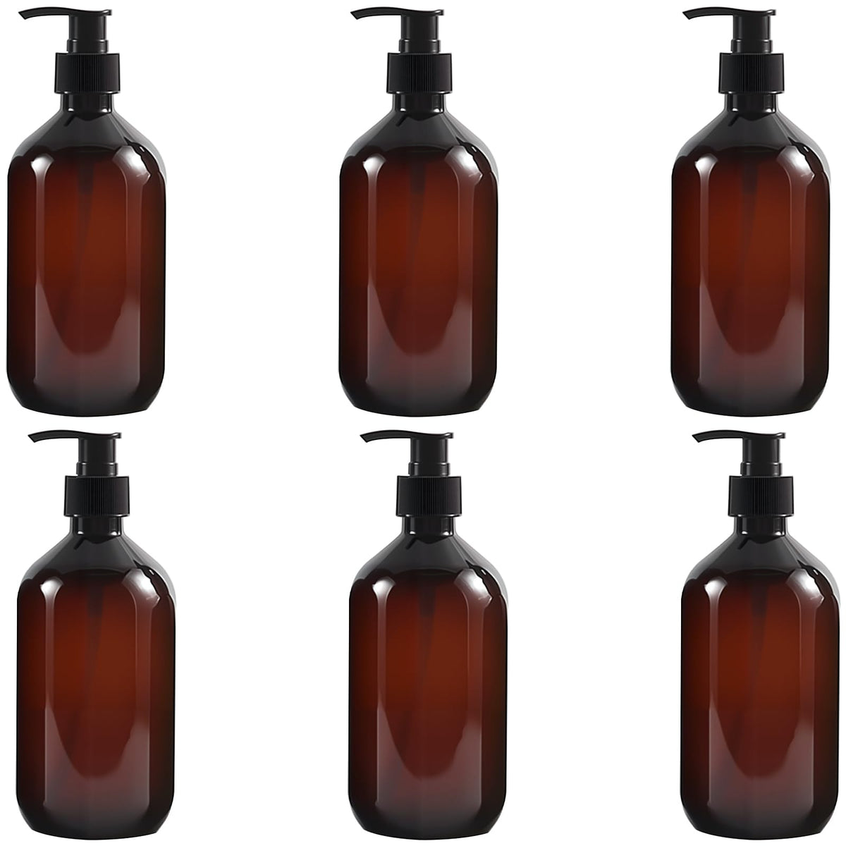 MAHIONG 6 Pack 500ml Pump Bottle Dispenser, Plastic Soap Dispenser Bottle with Pump, Hand Soap Dispenser, Empty Refillable Shampoo Bottles for Storing
