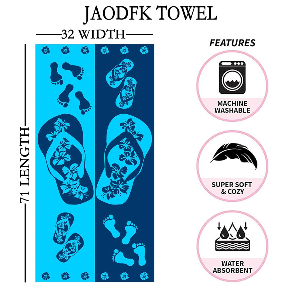 JAODFK 2 Pcs Microfibre Beach Towel 71"X32" Quick Dry Lightweight Sand Free Extra Large Thin Towels Travel Essentials For Adults Womens Swim Bath