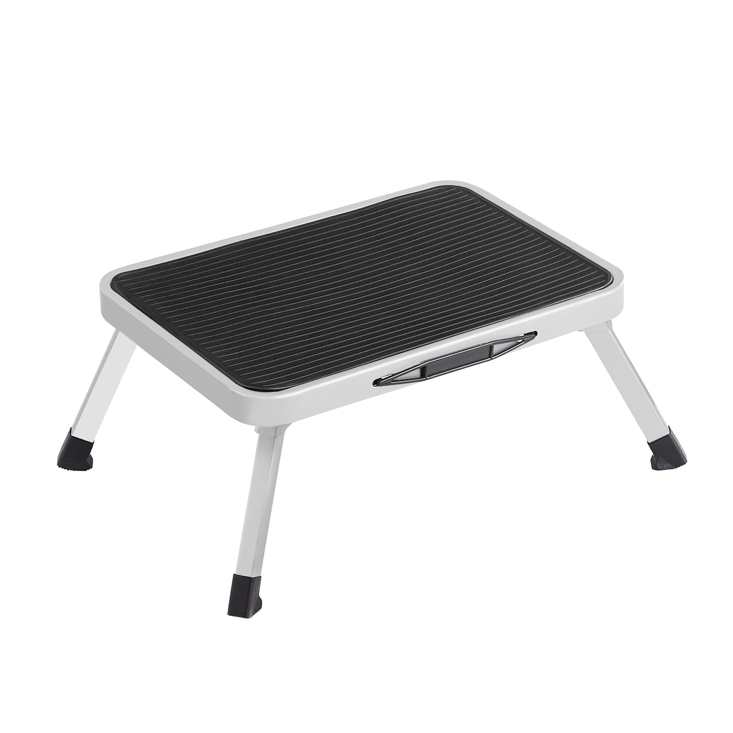 SONGMICS Step Ladder, Folding Step Stool, Steel, Meets EN 14183 Standard, Non-Slip Rubber Pad, for Bathroom, Kitchen, Load up to 150 kg, 37.5 x 26.5 x