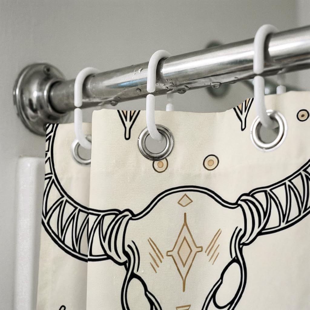 Rohxyzo Boho Western Washable Shower Curtain with Hooks, Polyester Fabric Shower Curtains for Bathroom, Wet Room Shower Curtain 180 x 180