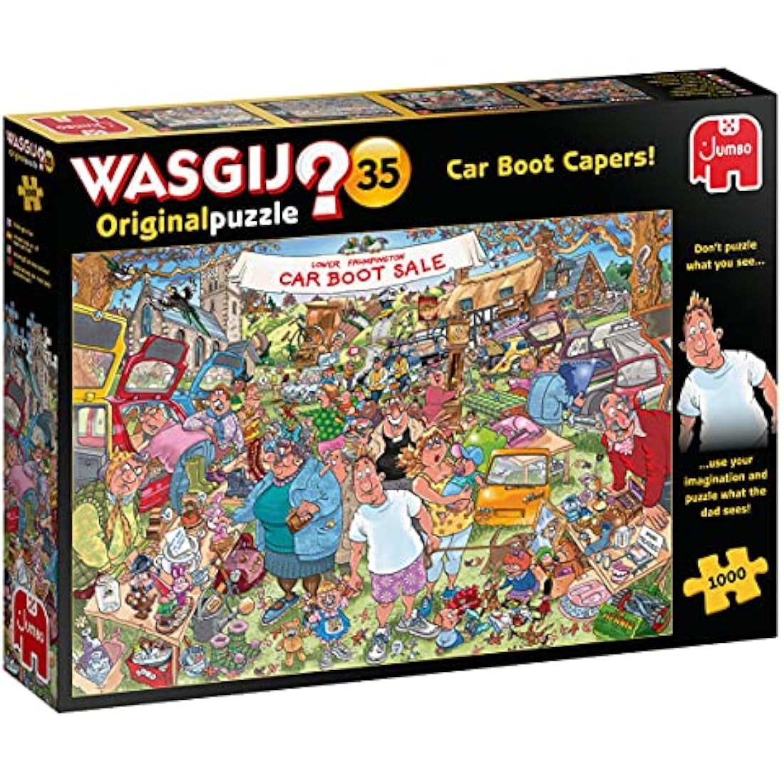 Wasgij Original 35, Car Boot Capers - 1000 Piece Jigsaw Puzzles for Adults - Fun, Challenging & Brainteasing Adults Jigsaw Puzzle - Uncover the Puzzle - 100% Recycled Cardboard - 1000pcs - Jumbo