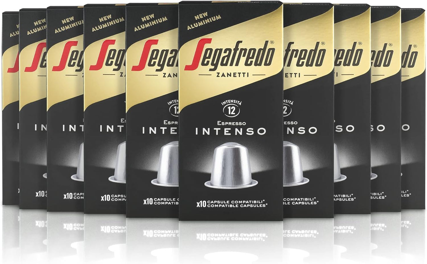 Segafredo Zanetti - 100 Nespresso? * Compatible Capsules, Intenso Coffee, Full and Persistent Taste - 10 Boxes of 10 Capsules