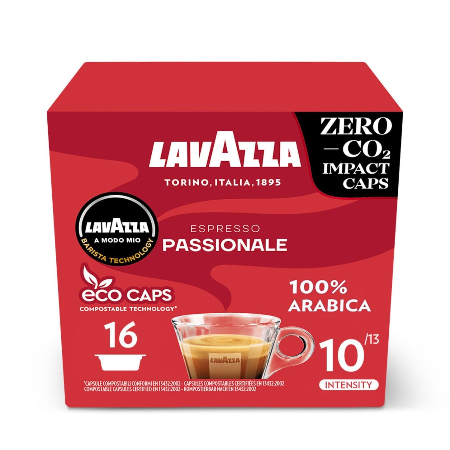 Lavazza, A Modo Mio Espresso Passionale, 256 Coffee Capsules, with Notes of Caramel and Chocolate, 100% Arabica, Intensity 11/13, Dark Roasting,