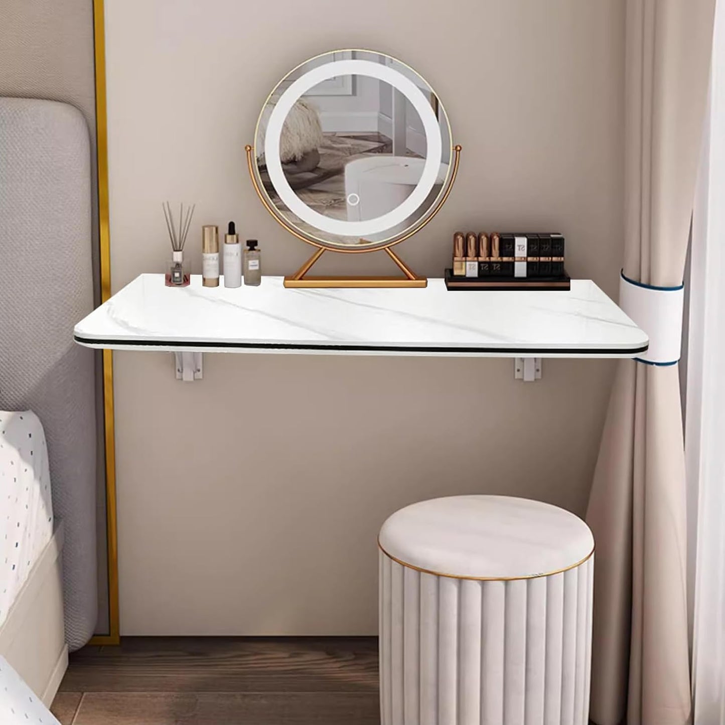 FGHDFH Wall Mounted Folding Table for Computer, Floating Desk for Wall Small Spaces