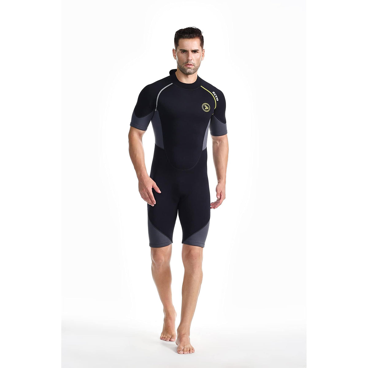 ZCCO Men's Shorty Wetsuits 1.5mm Premium Neoprene Back Zip Short Sleeve for Scuba Diving,Spearfishing,Snorkeling,Surfing,XL