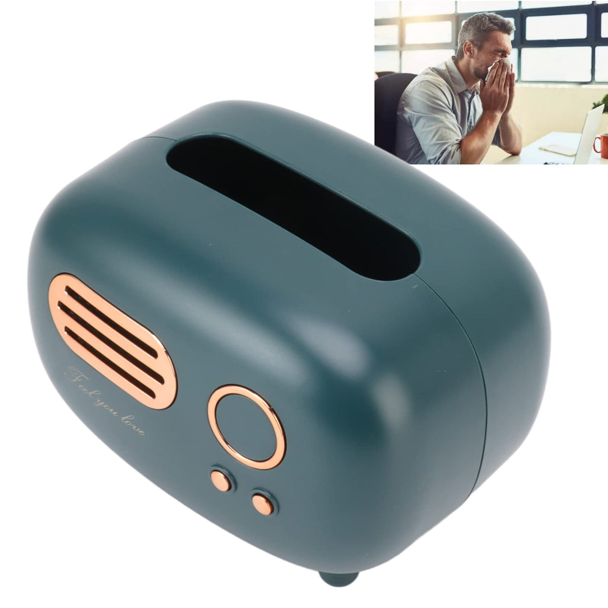 Retro Radio Tissue Box Restroom Tissue Bedroom Holder Vintage Vintage Radio Tissue Box Cover For Table (Green)