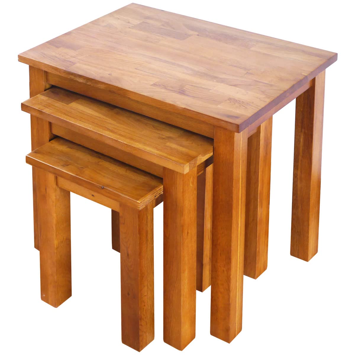 Aurotrice Nest of Tables OAK Solid Nesting 3 Tables Coffee Table Side/End/Lamp/Nesting Table