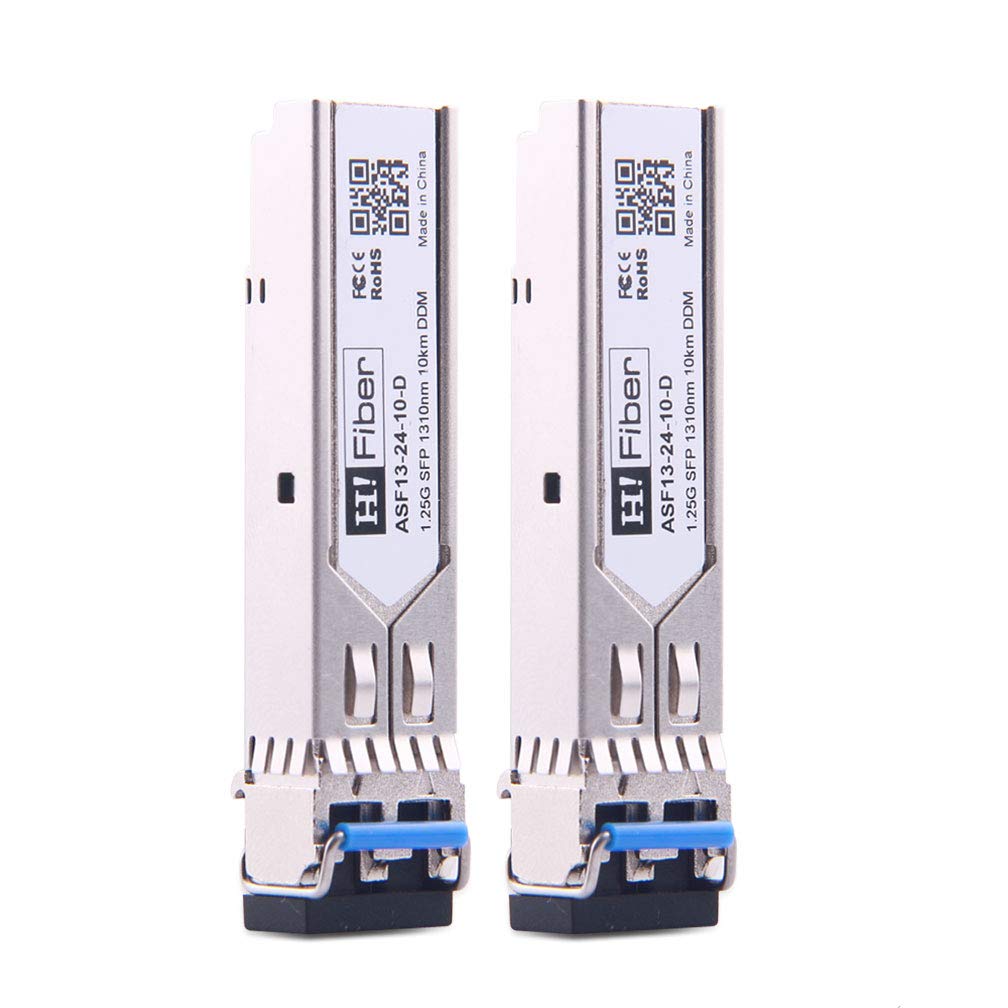H!Fiber.com 1G SFP Singlemode Module - 1000Base-LX SFP Mini GBIC Transceiver(10km, 1310nm), Dual LC Connector, Compatible for HP