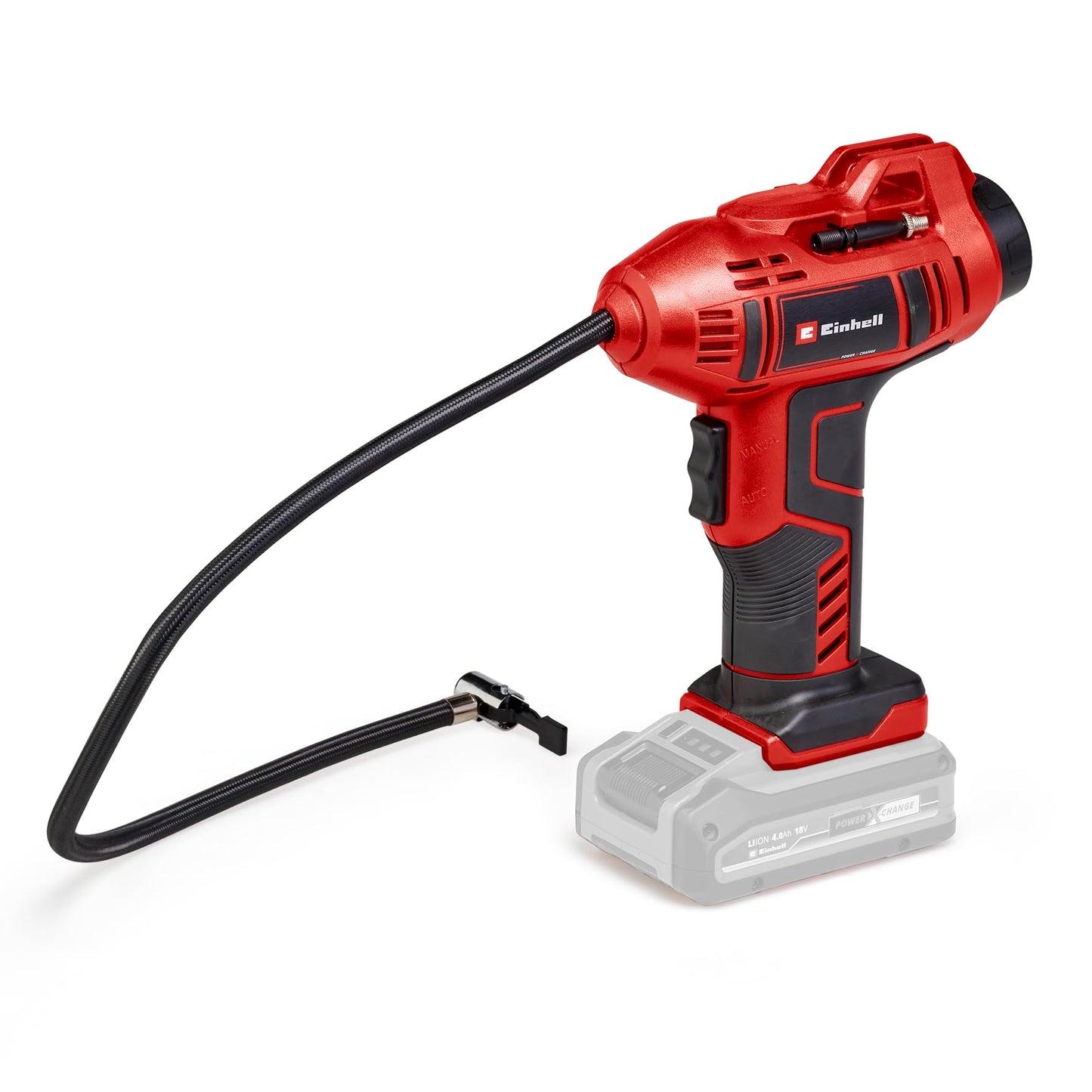 Einhell Cordless Car Tyre Inflator Air Compressor 18V Power X-Change, Max. 11 bar, 60cm Compressed Air Hose, Automatic Shut-Off Function Without