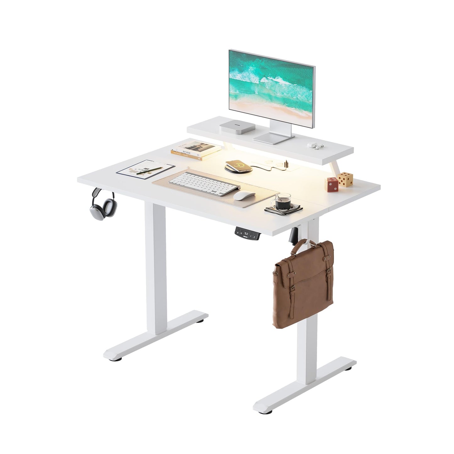 Agilestic Electric Standing Desk, Led & Plug, Movable Monitorstand, 100x60