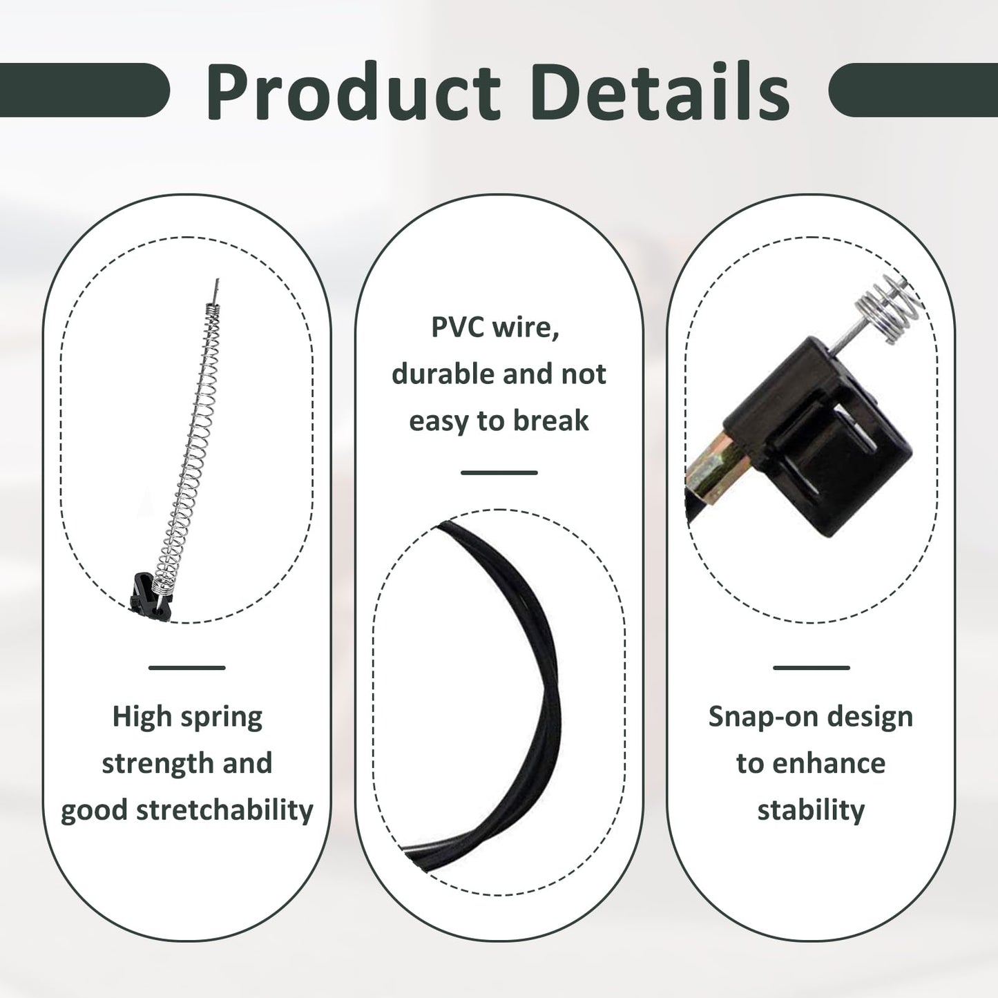 2 Pcs Replacement Recliner Chair Cable, Sofa Recliner Handle Metal Cable, Universal Fit with Spring Hook, Compatible with Massage Chairs