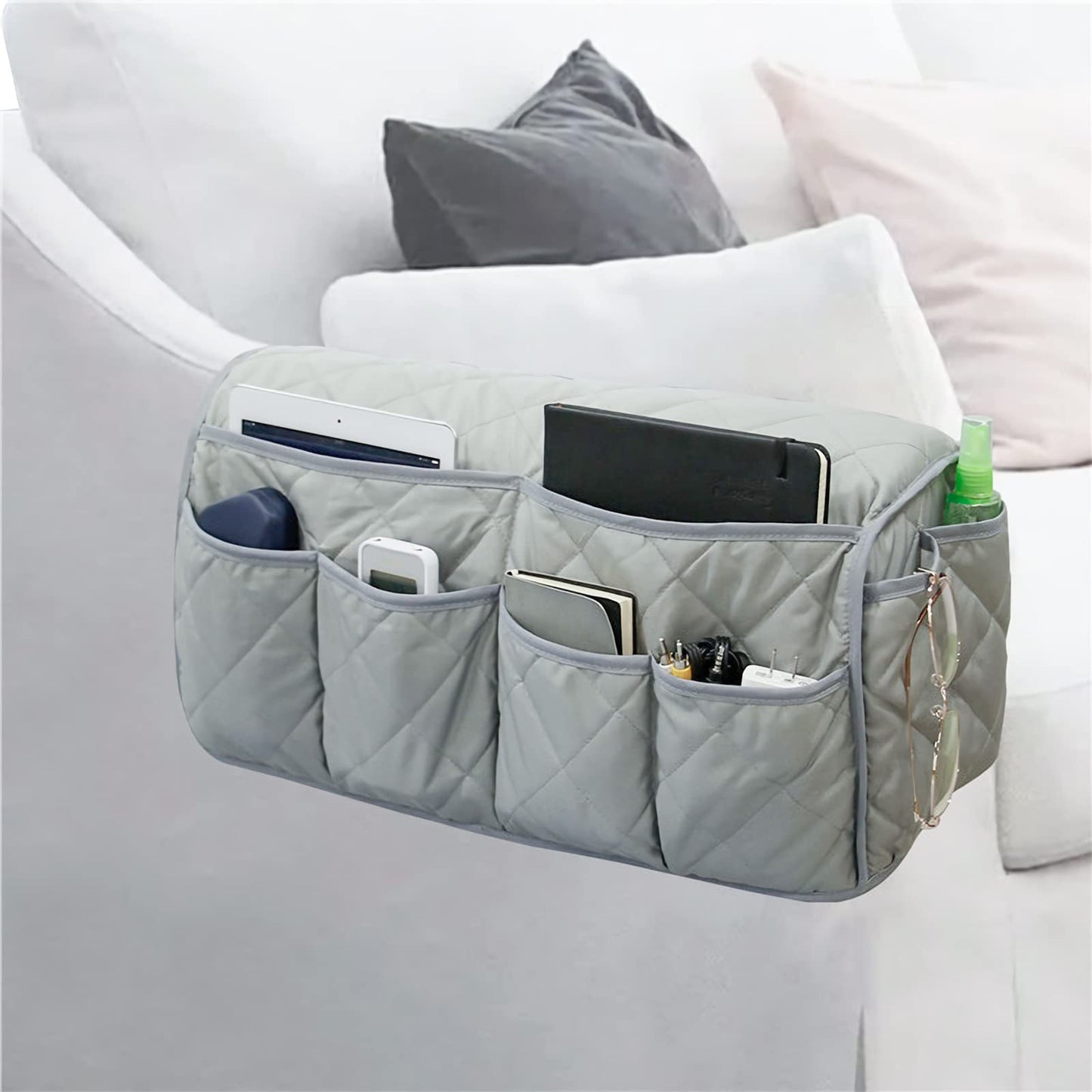 Sofa Armrest Organizer Arm Rest Organiser Storage Bag Hanging Sofa Caddy Storage Bag Magazine Books TV Remote Control Holder Chair Tidy Couch Table