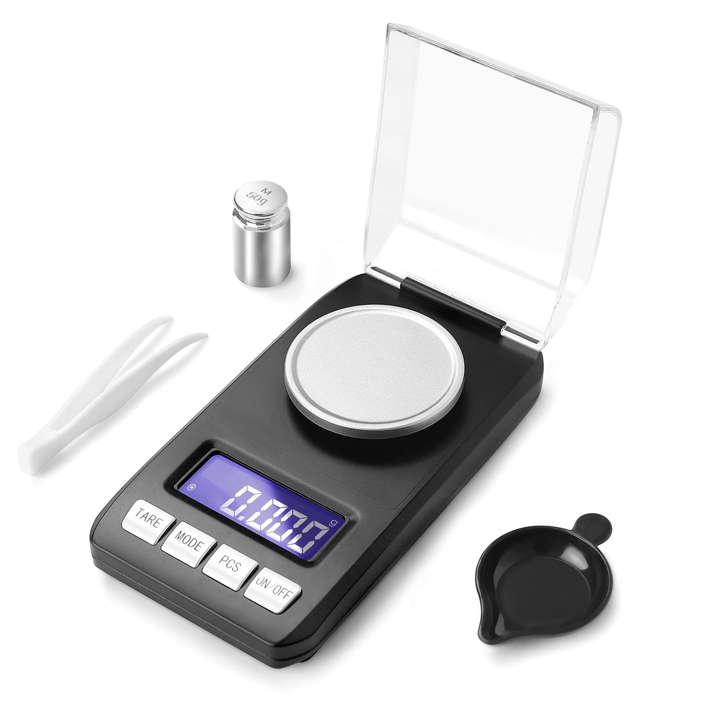 Muaket 0.001g/50g Digital Milligram Scale, Portable Micro Scales with Display, High Precision Laboratory Scale, Electronic Pocket Scale with Tweezer,