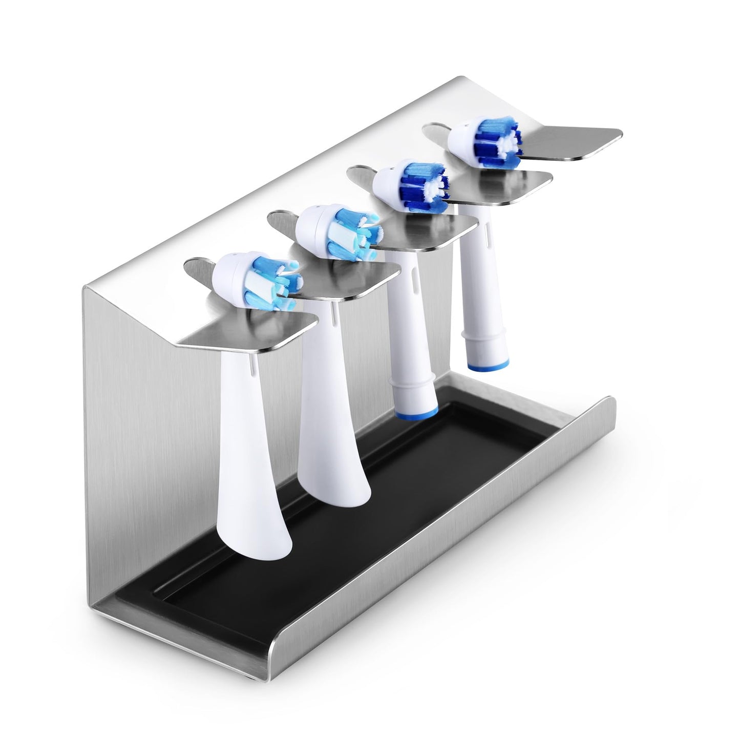 Siegvoll Stainless Steel Toothbrush Holder for Oral-B, iO, Philips Sonicare, etc. Toothbrush Holder with Collection Tray Brush Head Holder for 4