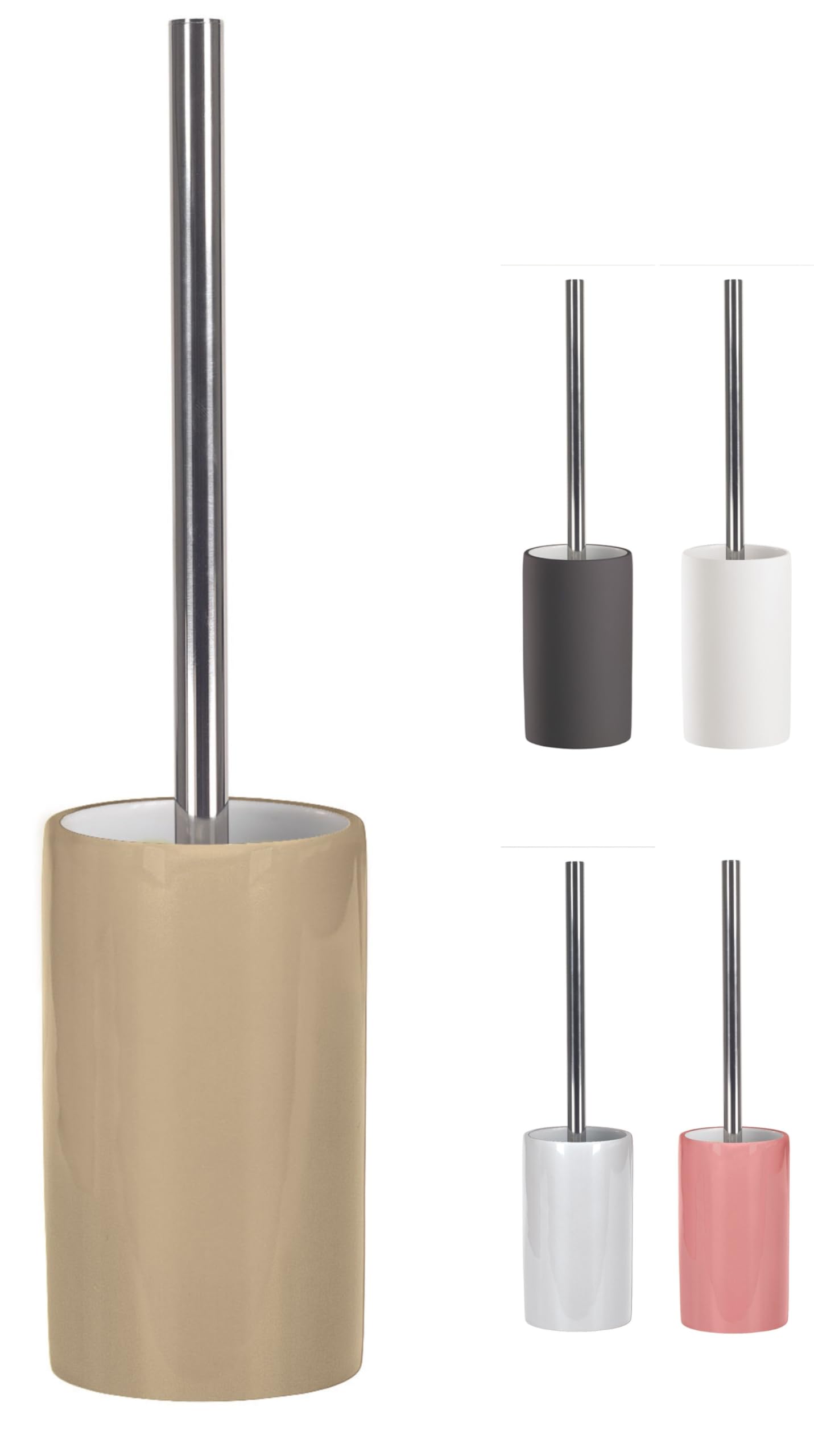 KW "Pure" Porcelain Toilet Brush and Holder (Latte Gloss)
