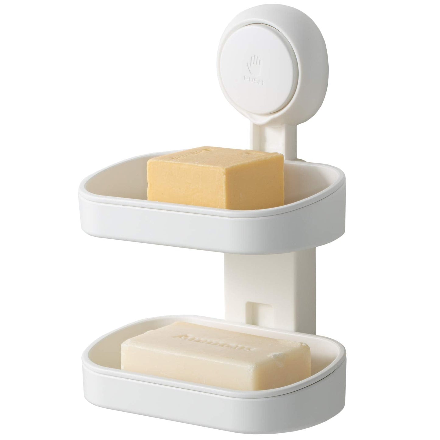 LEVERLOC Soap Dish for Shower, Max Hold 3 KG Suction Soap Holder for Bathroom, Bathtub, Wall Mounted, Waterproof, Drill-Free, Removable Double Layer