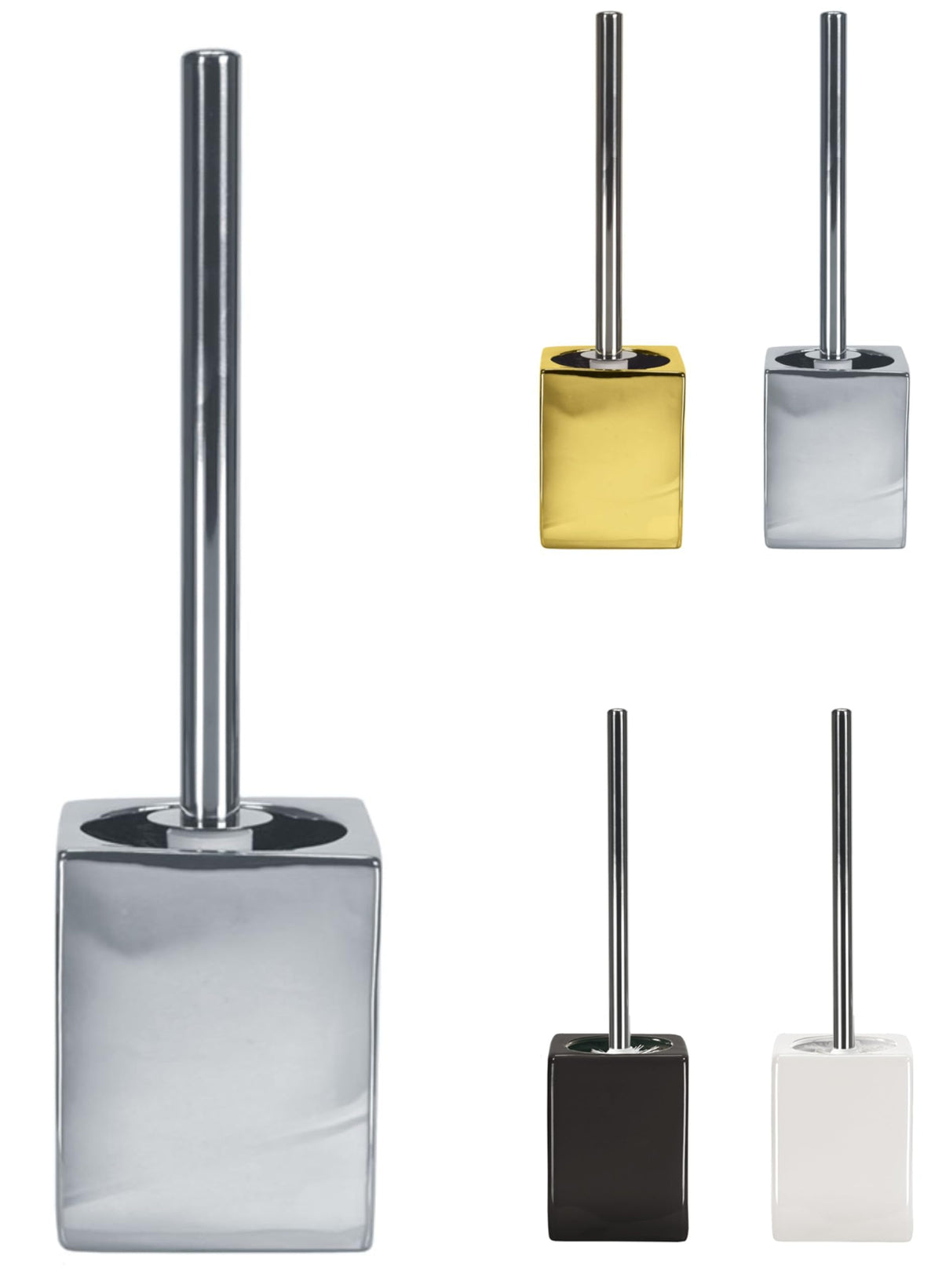 KW Flash Ceramic/Stoneware Toilet Brush and Holder (Silver)