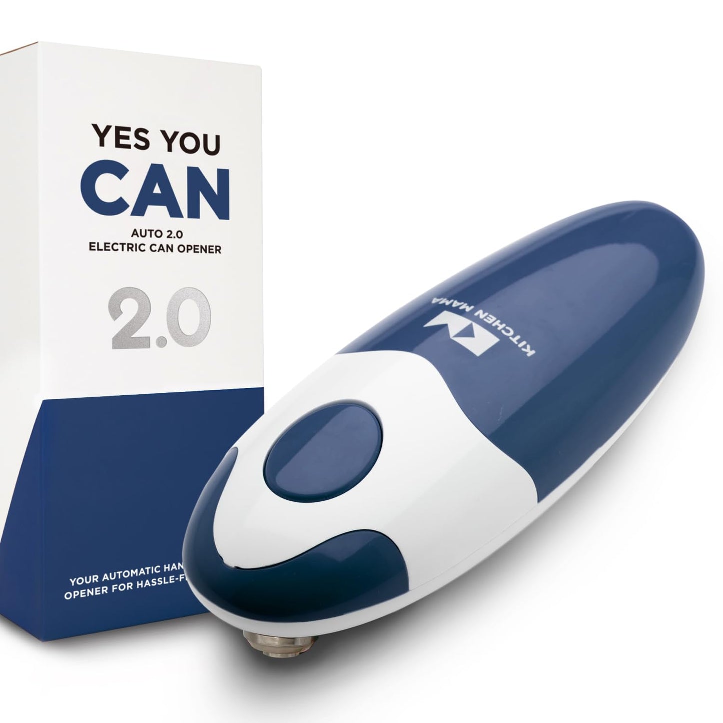Kitchen Mama Auto 2.0 Electric Can Opener : Refined Blade Opens Almost Any Cans - Automatic, Hands Free, Smooth Edge, Food-Safe, Battery Operated, YES