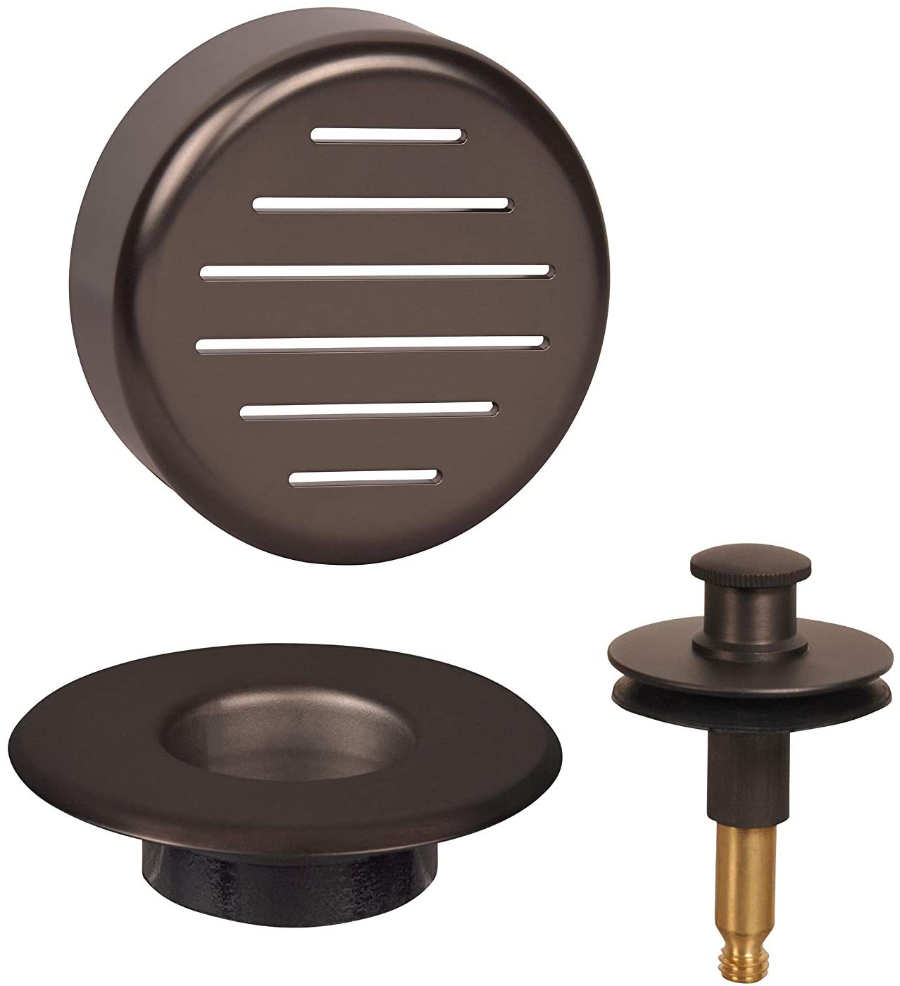 AB&A 60108 Press-In Strainer with "Classic" Overflow Plate and Push eN Lift Stopper, Oil Rubbed Bronze Finish
