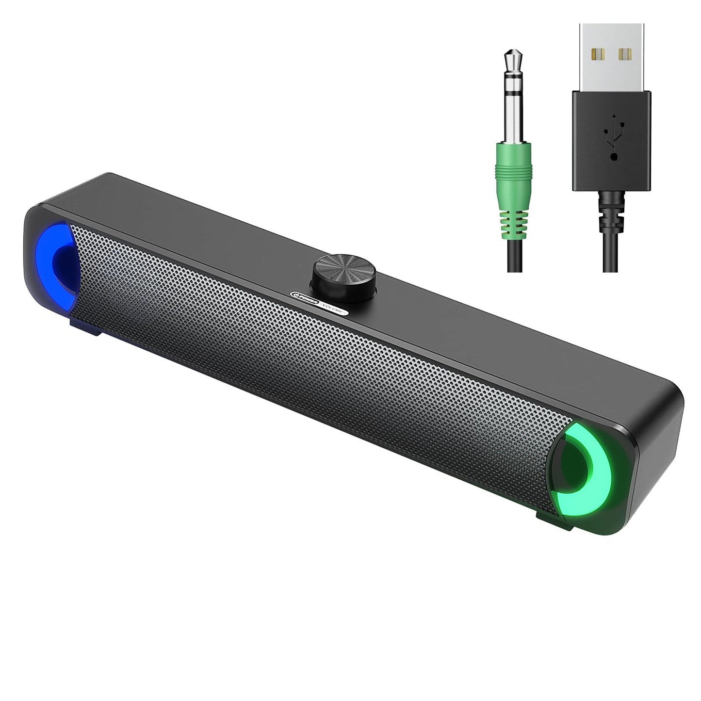 HPYLIF?H USB Computer Speaker, RGB Desktop Soundbar, Wired Sound Bar with Standard 3.5mm AUX jack and USB Interface, PC Speakers for Desktop, Laptop,