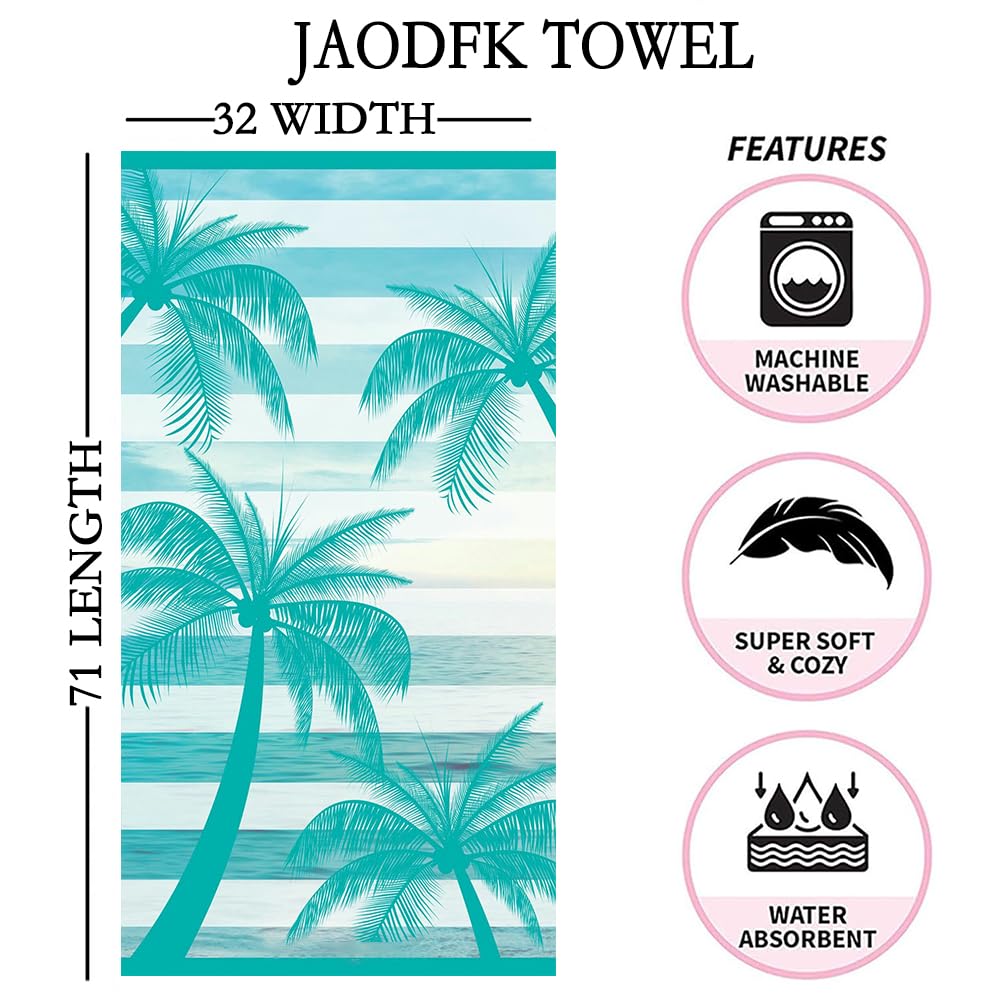 JAODFK 2 Pcs Microfibre Beach Towel 71"X32" Quick Dry Lightweight Sand Free Extra Large Thin Towels Travel Essentials For Adults Womens Swim Bath