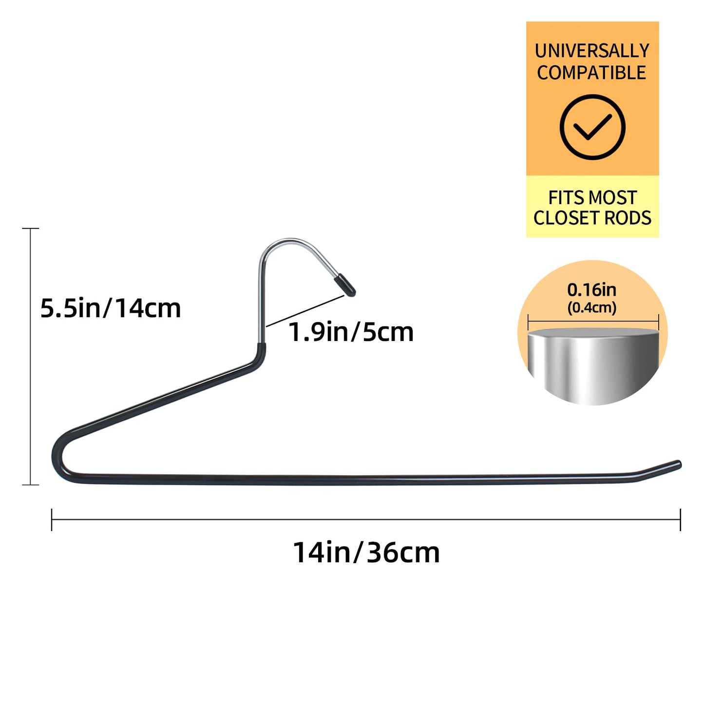 Hangerman 20 Pack Trouser Hangers - Open-Ended Metal Pants Hangers for Trousers, Jeans, Scarves, Towels, Space Saving Non-Slip Coating Design (Black)