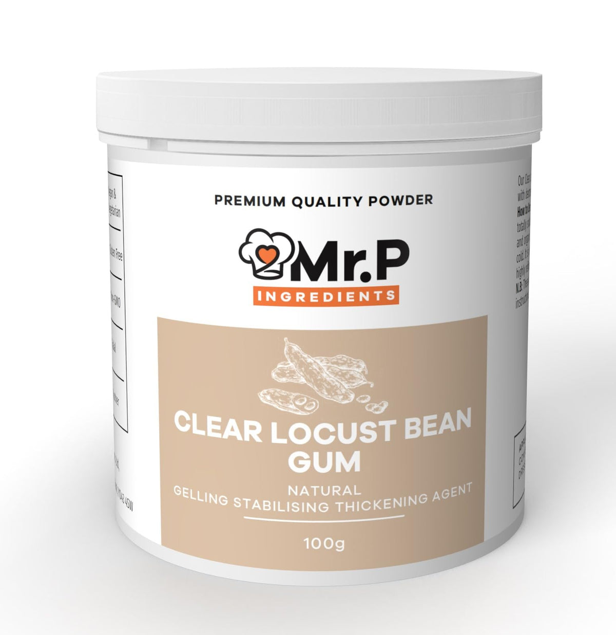 Mr.P Ingredients Locust Bean Gum 100g Powder Vegan-Friendly Stabilizer Texture Enhancer Thickener Gelling Agent Ideal for Confectionery Sauces