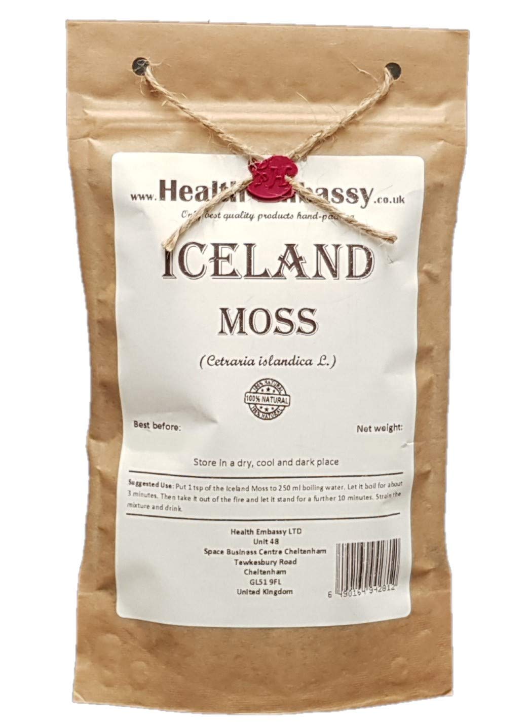Health Embassy Iceland Moss (Cetraria islandica), 100g