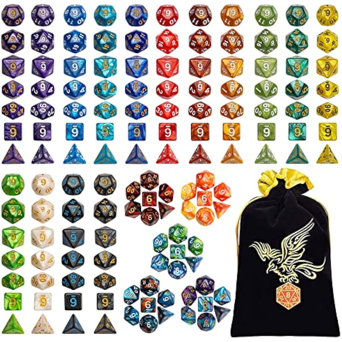 QMAY Polyhedral Dice, Dungeons and Dragons Dice Set 7 Sided Polyhedral DND for MTG RPG Game (20)