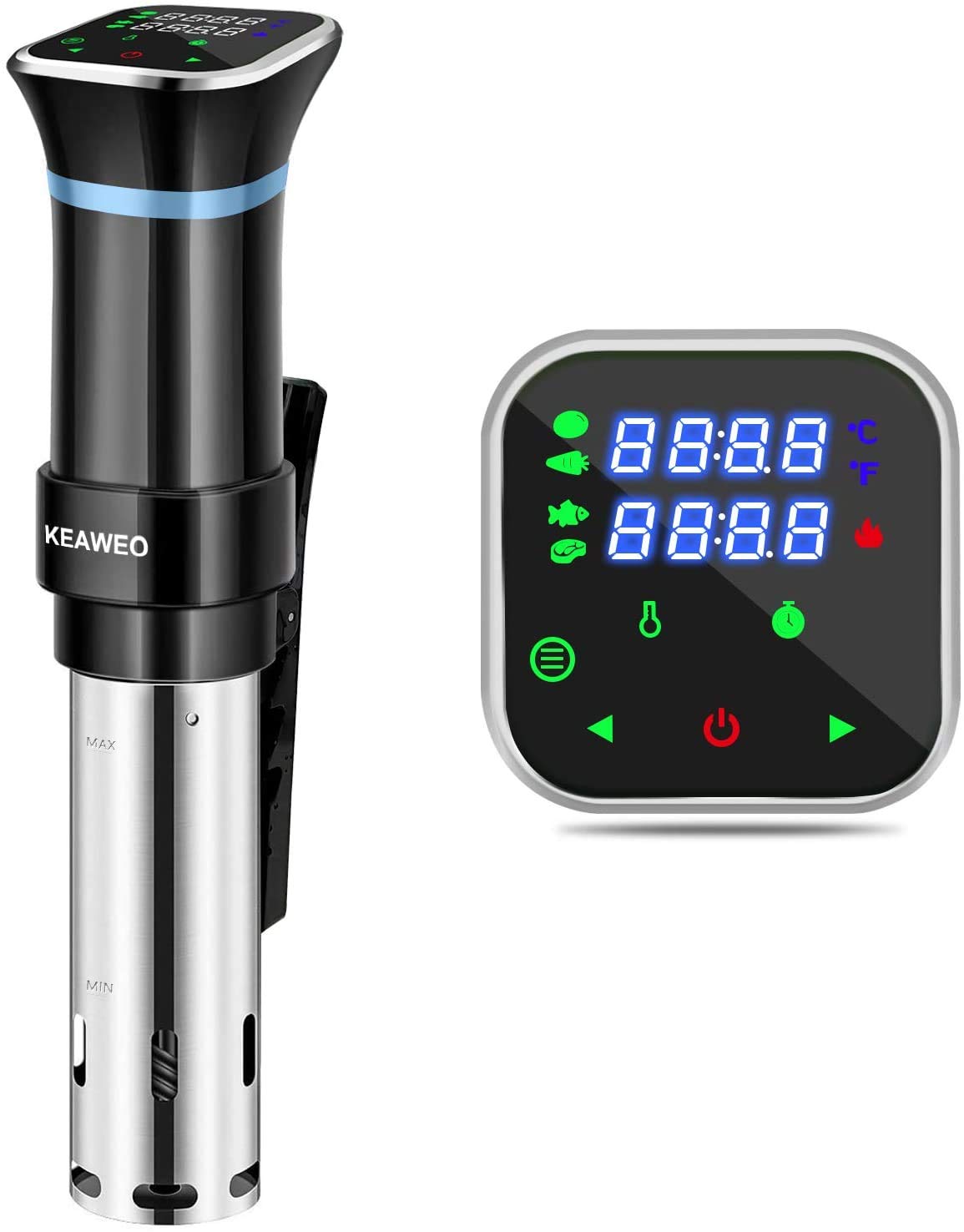 KEAWEO Sous Vide, 1100W Sous Vide Machine Thermal Immersion Circulator Water Bath Cooking, Quiet Slow Cooker, Accurate Temperature Time Control, Menu