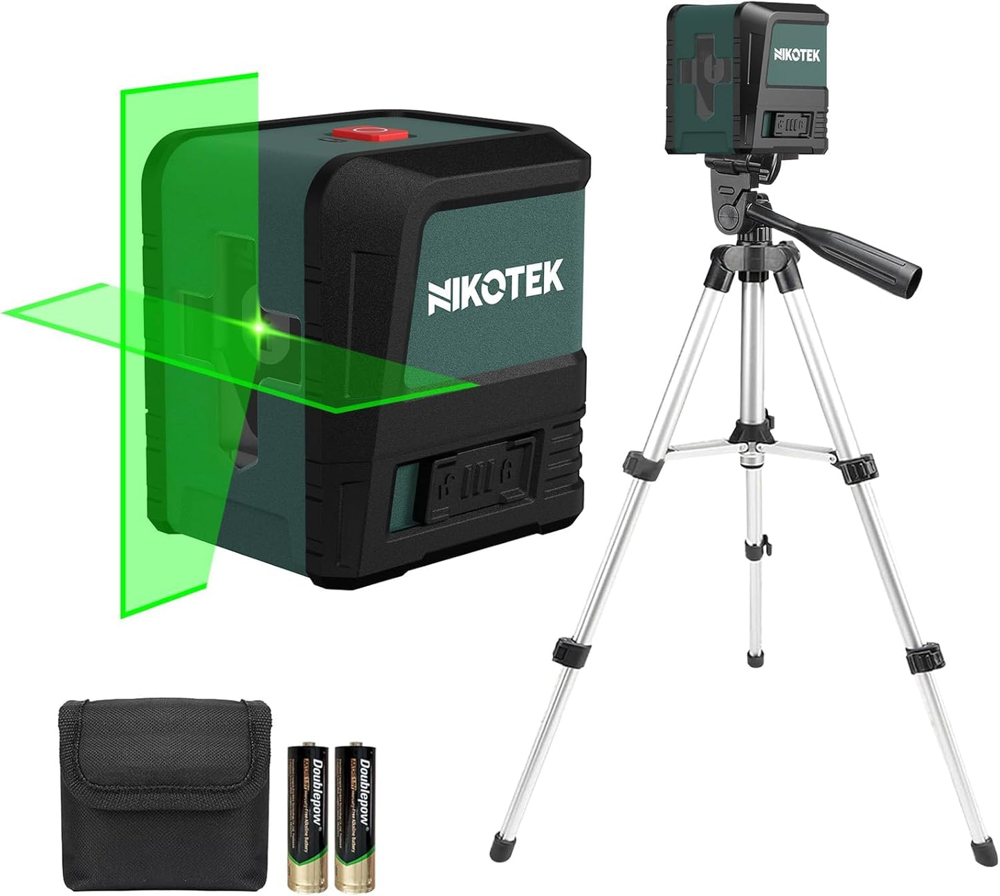 Laser Level with Tripod, Nikotek Green Laser Level Self Leveling Cross Line, Horizontal and Vertical Line Laser Level IP54 Waterproof and Dustproof
