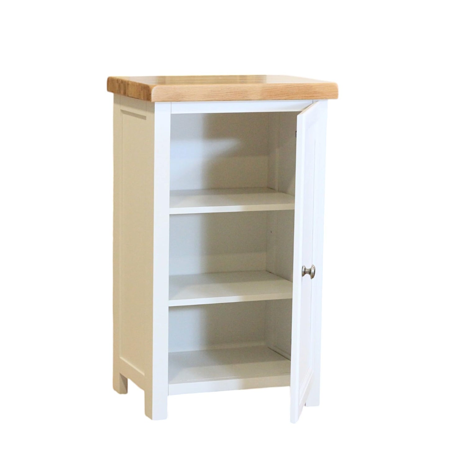 GROF GROFurniture Snow White Slim Cabinet, Bathroom Storage Cabinet, Oak Painted Kitchen Cupboard, Hallway Storage Unit, Storage Cupboard