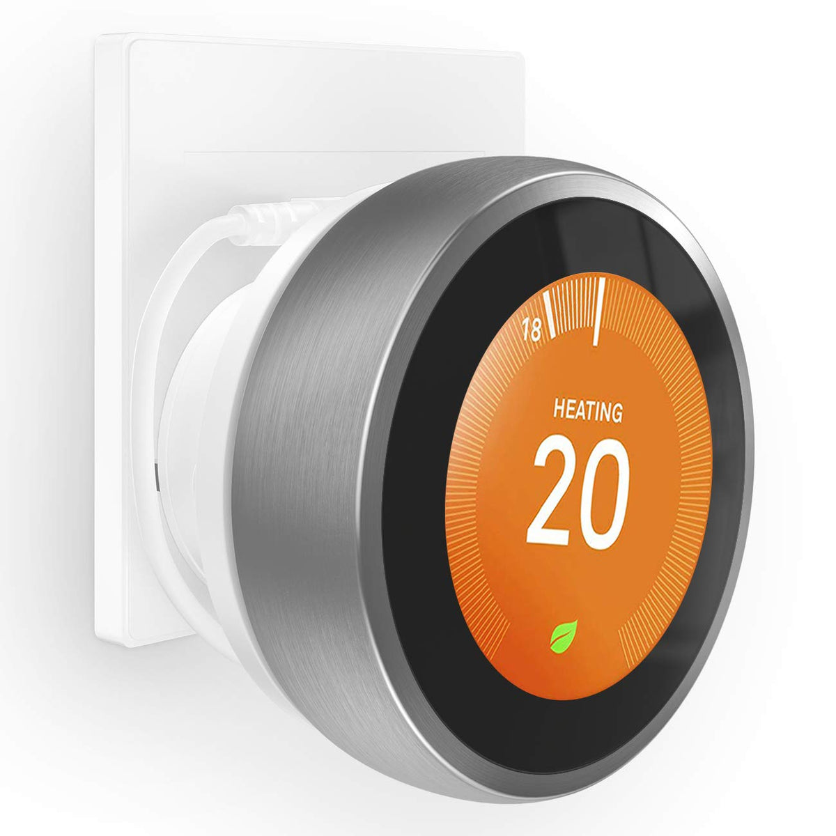 HOLACA Socket Holder for Nest Learning Thermostat 3rd Generation With Power Cable, Wall Mount Stand Compatible With 3rd Nest Learning