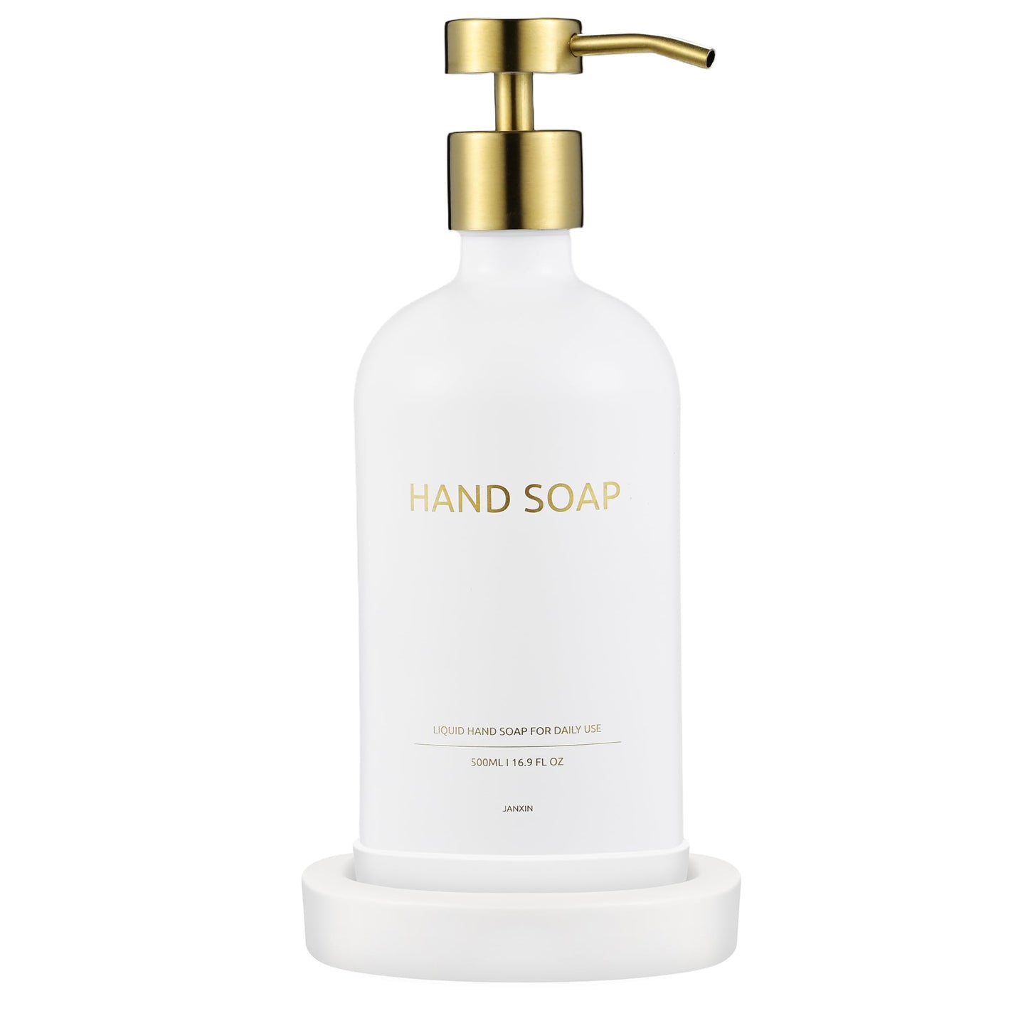 Janxin Glass Soap Dispenser Set, Kitchen & Bathroom Dispense, Glass Soap Dispenser Bottle with Pump, Shampoo Dispenser, With tray, Suitable for