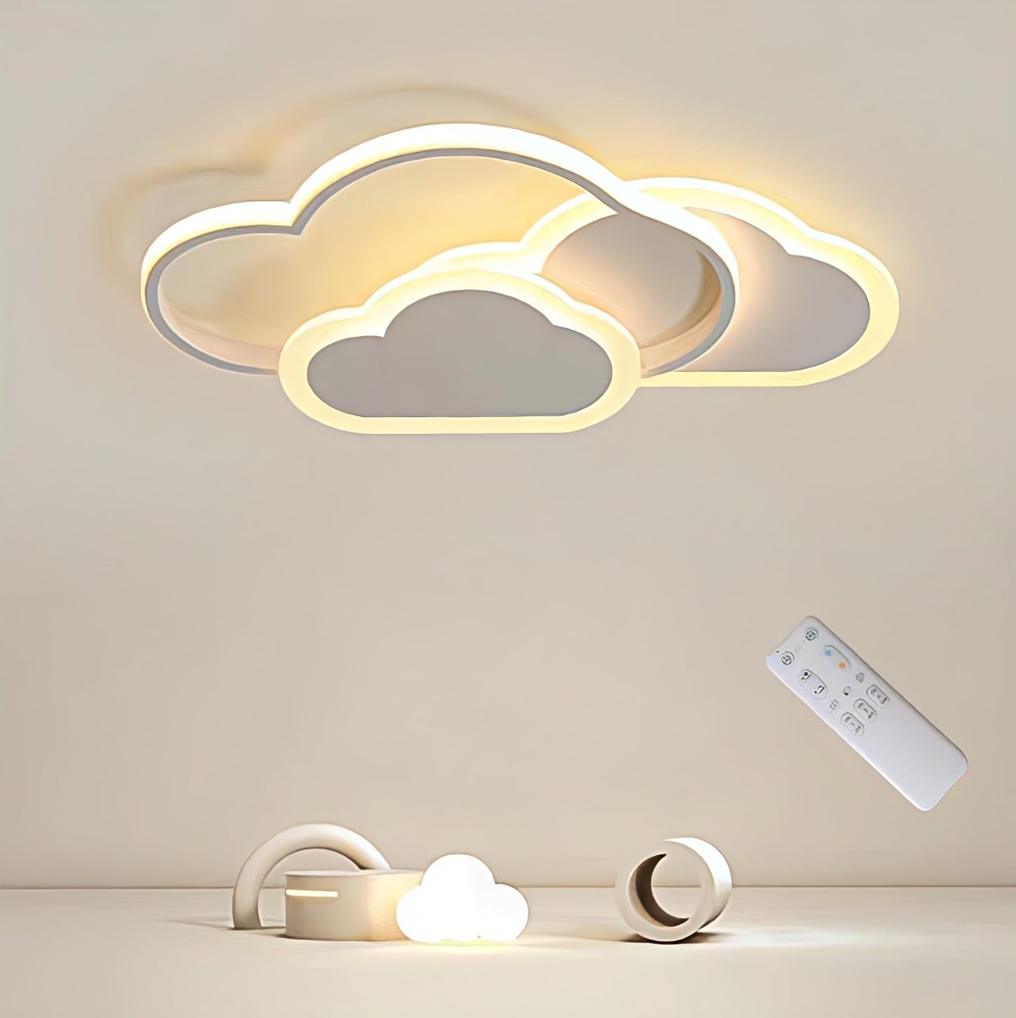 BLMYL LED Ceiling Light, 32W 2700lm 42cm Creative Clouds Ceiling Lamp, Dimmable Remote Control 3000~6000K, Modern White Ceiling Lights, Used in Living