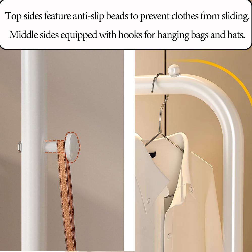 BSTHOK Clothes Rack Metal Rail Coat rack for bedroom Heavy Duty Clothing Garment 2-Tier Storage Shelves with small wheels Organiser 68cm Width
