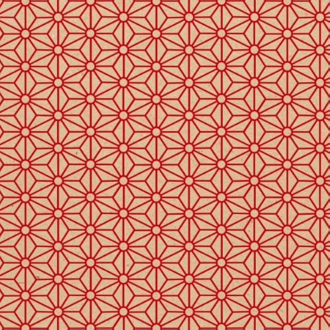 Clairefontaine - Ref 223802C - Recycled Kraft Long Roll Wrapping Paper (Single Roll) - 70cm Width x 50m Length, 70gsm Recycled Kraft Paper - Red Geometric Design