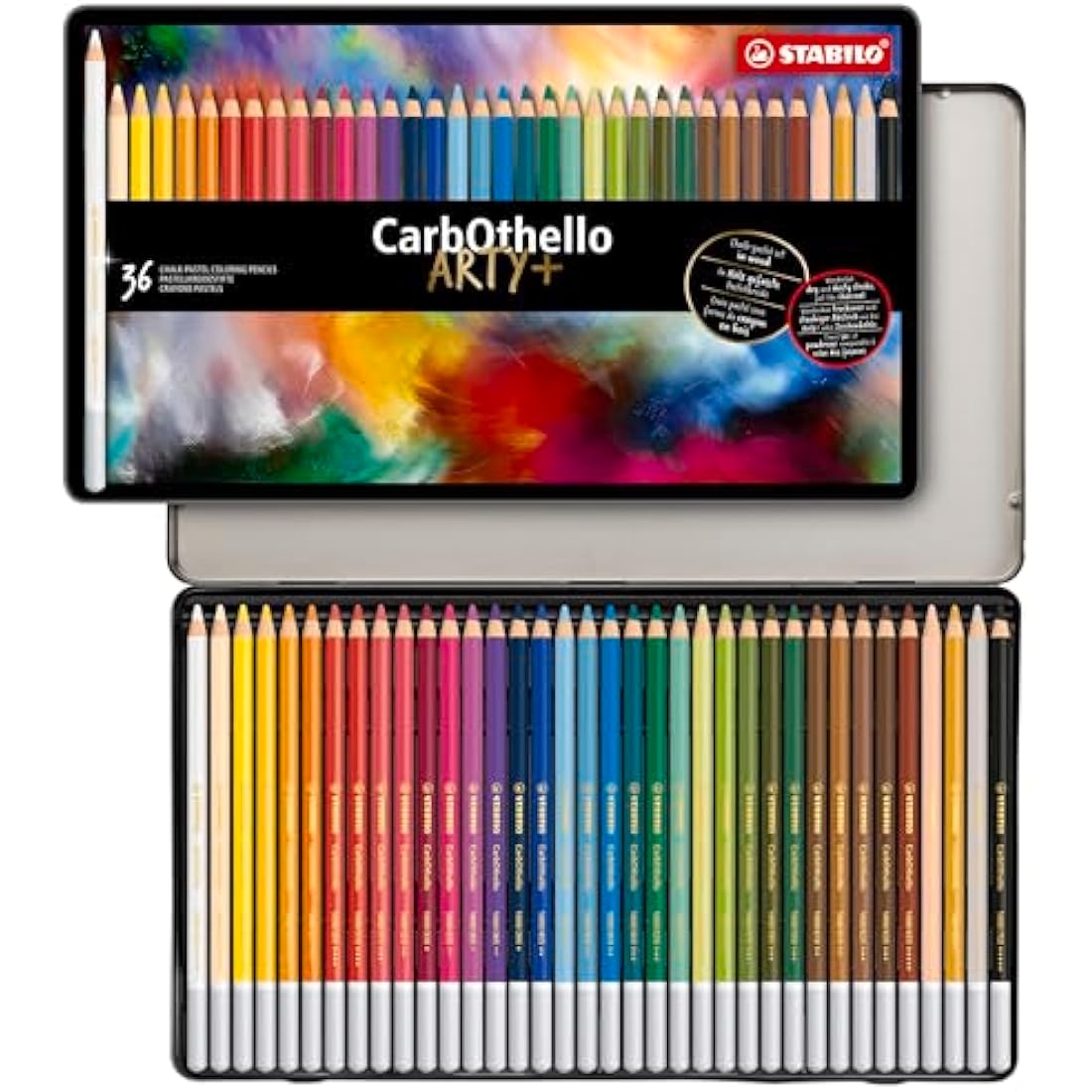 STABILO CarbOthello - Chalk-Pastel Pencil - ARTY+ - Tin of 36 - Assorted Colours