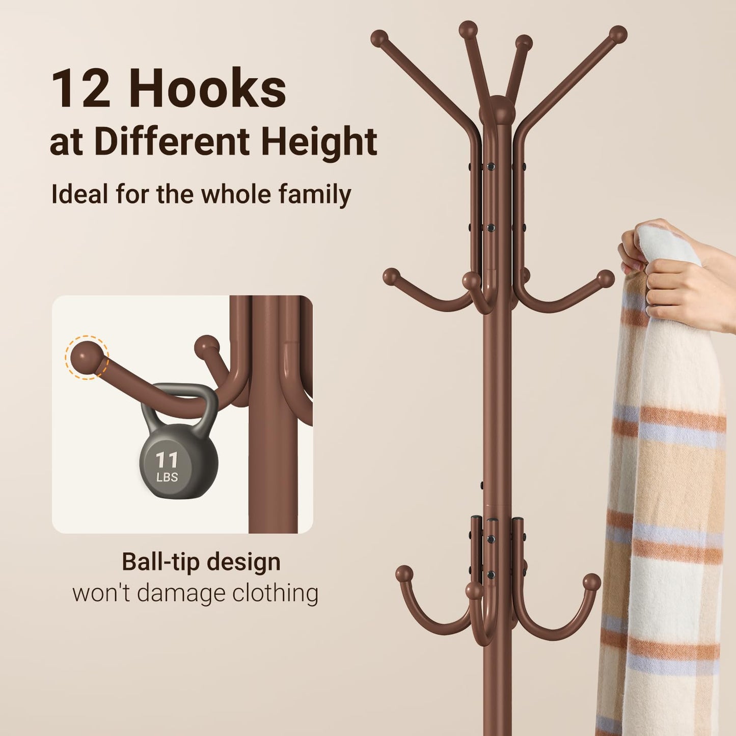 ELYKEN Metal Coat Stand with Umbrella Holder Vintage for Office Hallway