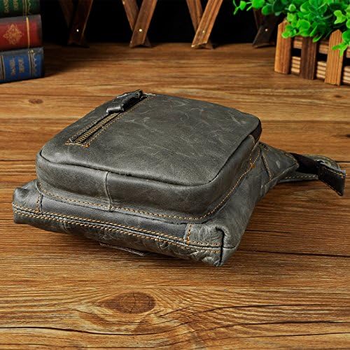 Le'aokuu Mens Genuine Leather Messenger Shoulder Bag Waist Bag Pack Drop Leg Bag Motorcycle 833