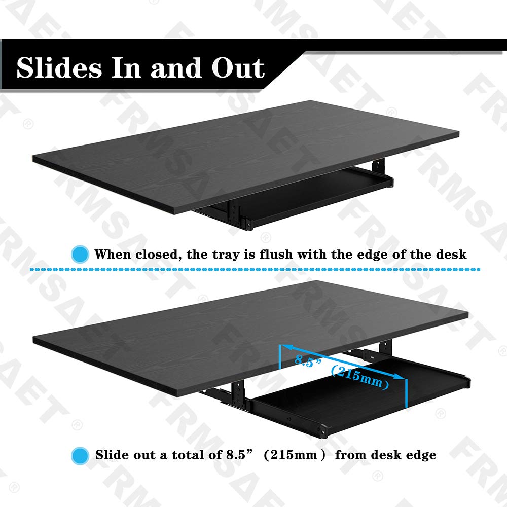 FRMSAET Office Product 20/24/30 inch Keyboard Drawer Tray(20 inch, Black)