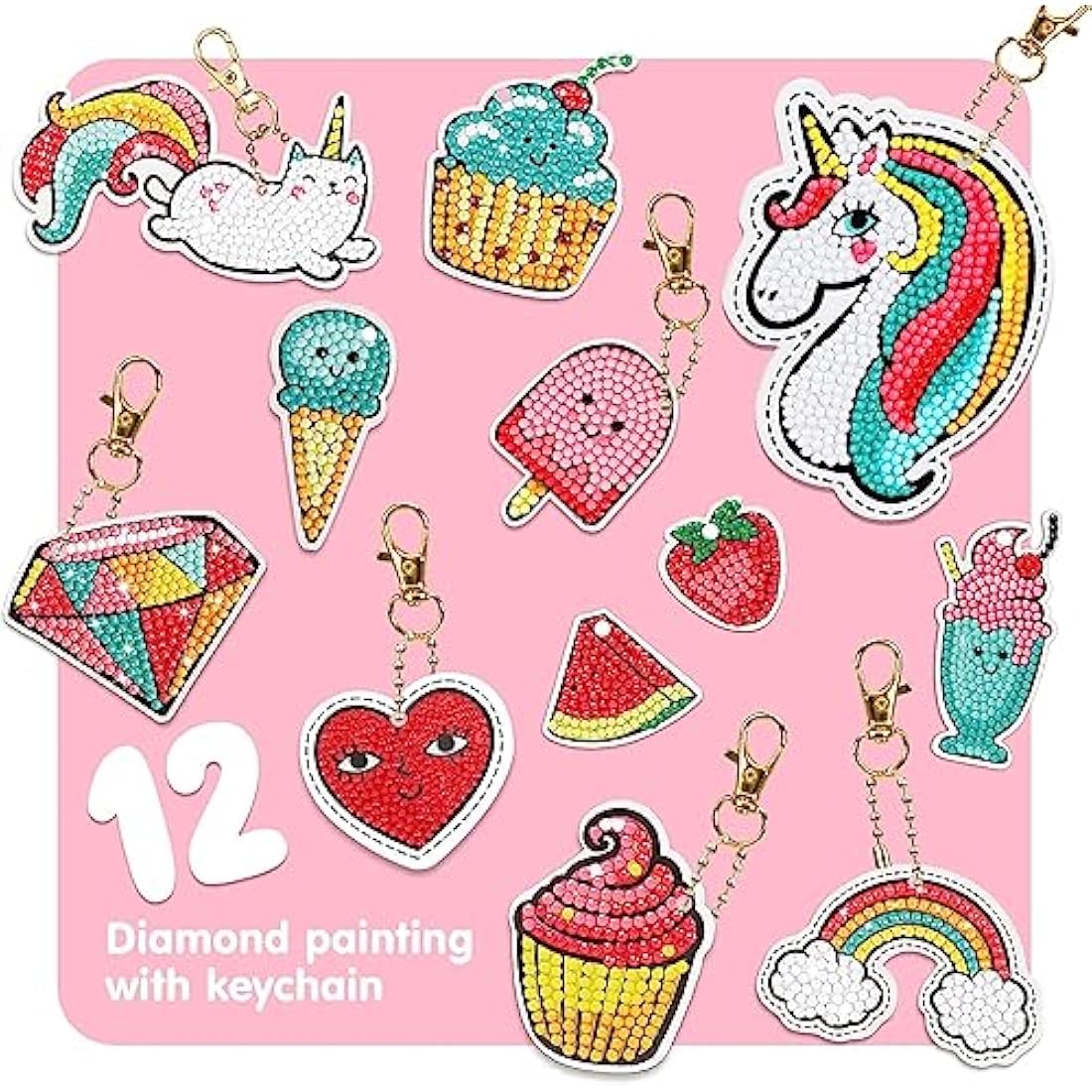 Gifts for 5 6 7 8 9 10 Year Old Girls: Birthday Presents - DIY Diamond Keychain Arts Craft Mosaic Kits Toys for Girl - Easter Gifts for Kids - Daughter, Big Sister, Niece, Granddaughter Teen Girls