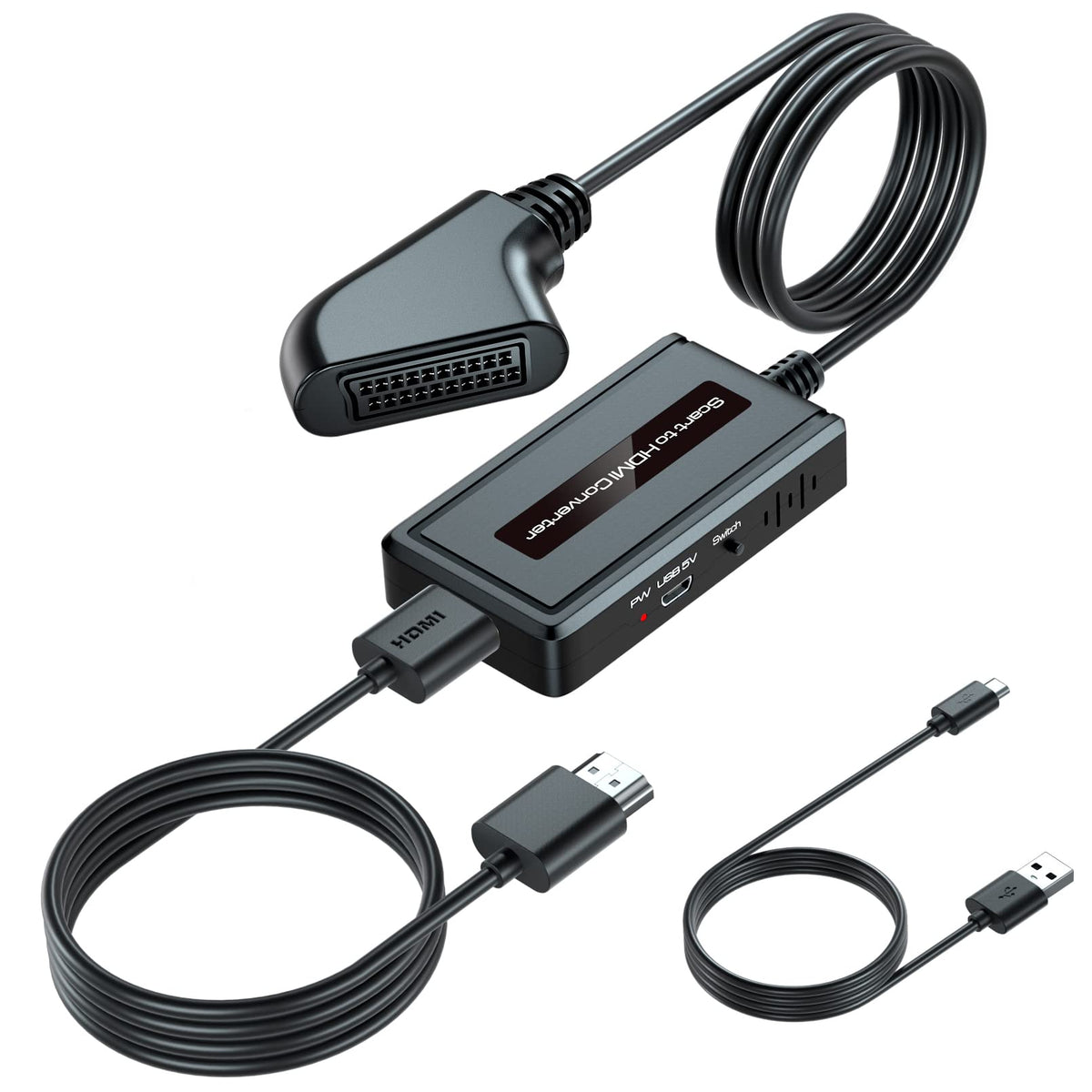 EASYCEL Female Scart to HDMI Converter, Support 4 : 3/16 : 9/16 : 10/Full Aspect Ratio, Support 720P/1080P HDMI Resolution Switch, Scart HDMI Adapter