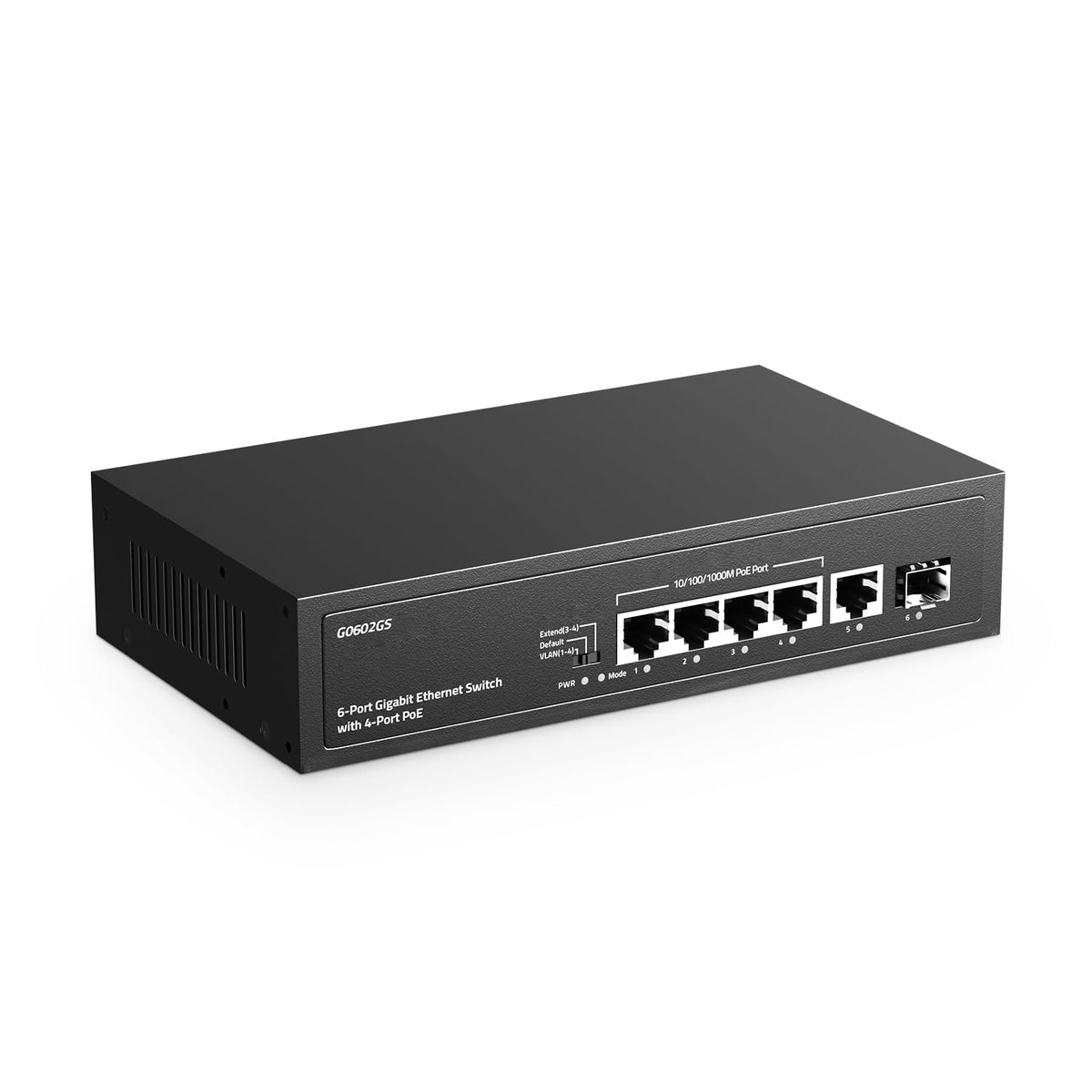 YuLinca 6 Port Gigabit PoE Switch, 4 PoE 1 Uplink 1 SFP, 100/1000Mbps, IEEE802.3af/at, Max 65W, Port-based VLAN, 250m PoE Extend, Fanless Unmanaged