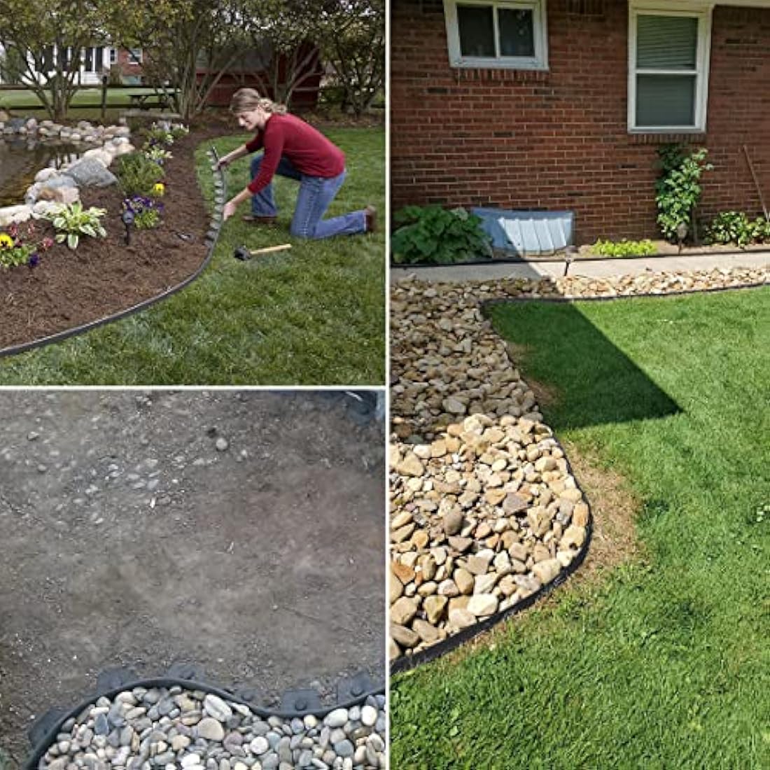 Flexible Garden Edging Borders 10m,Landscape Edging [Extra Tall 10cm High]with 30pcs Stakes, No Dig Garden Border Lawn Edging Mini Plastic Fence for Flowerbeds,Grass-Grey