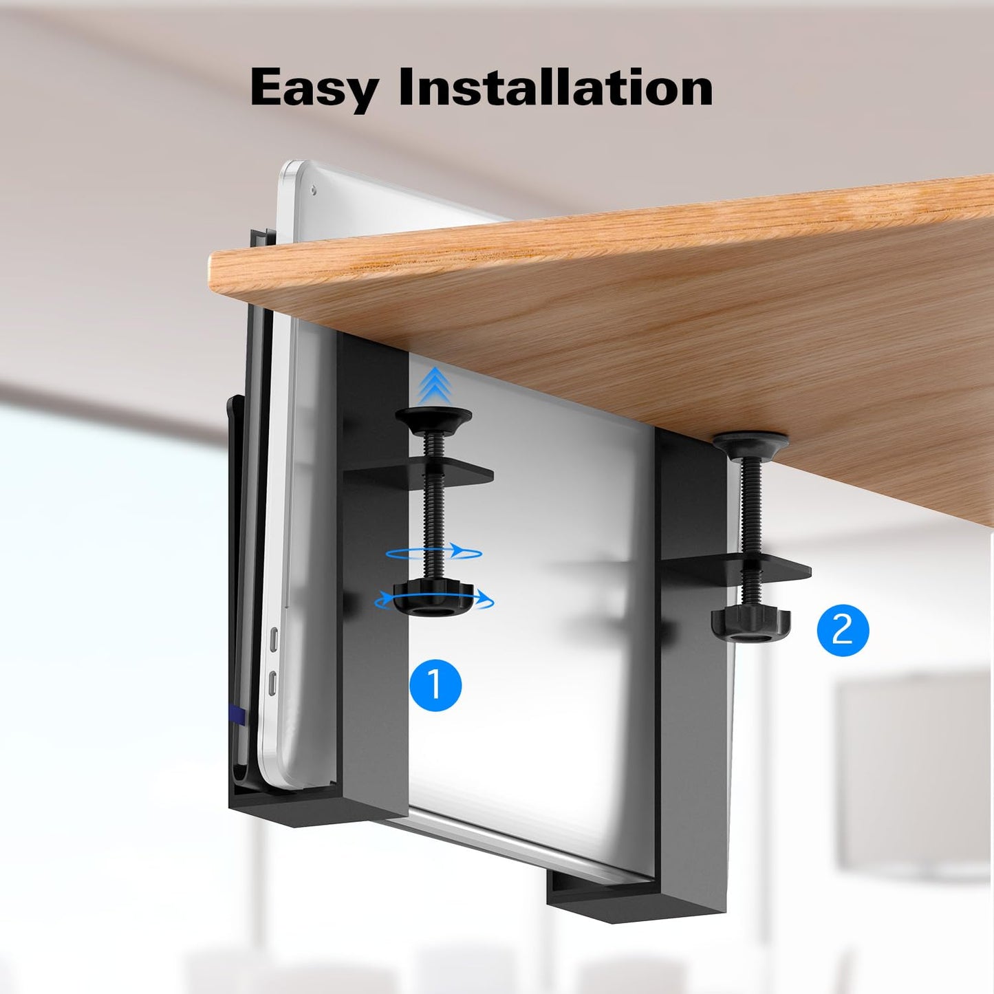 WYYHAA Adjustable Desk Side Laptop Mount, Metal Hanging Notebooks Desk Holder Punch-Free Clamp on for Macbook Pro