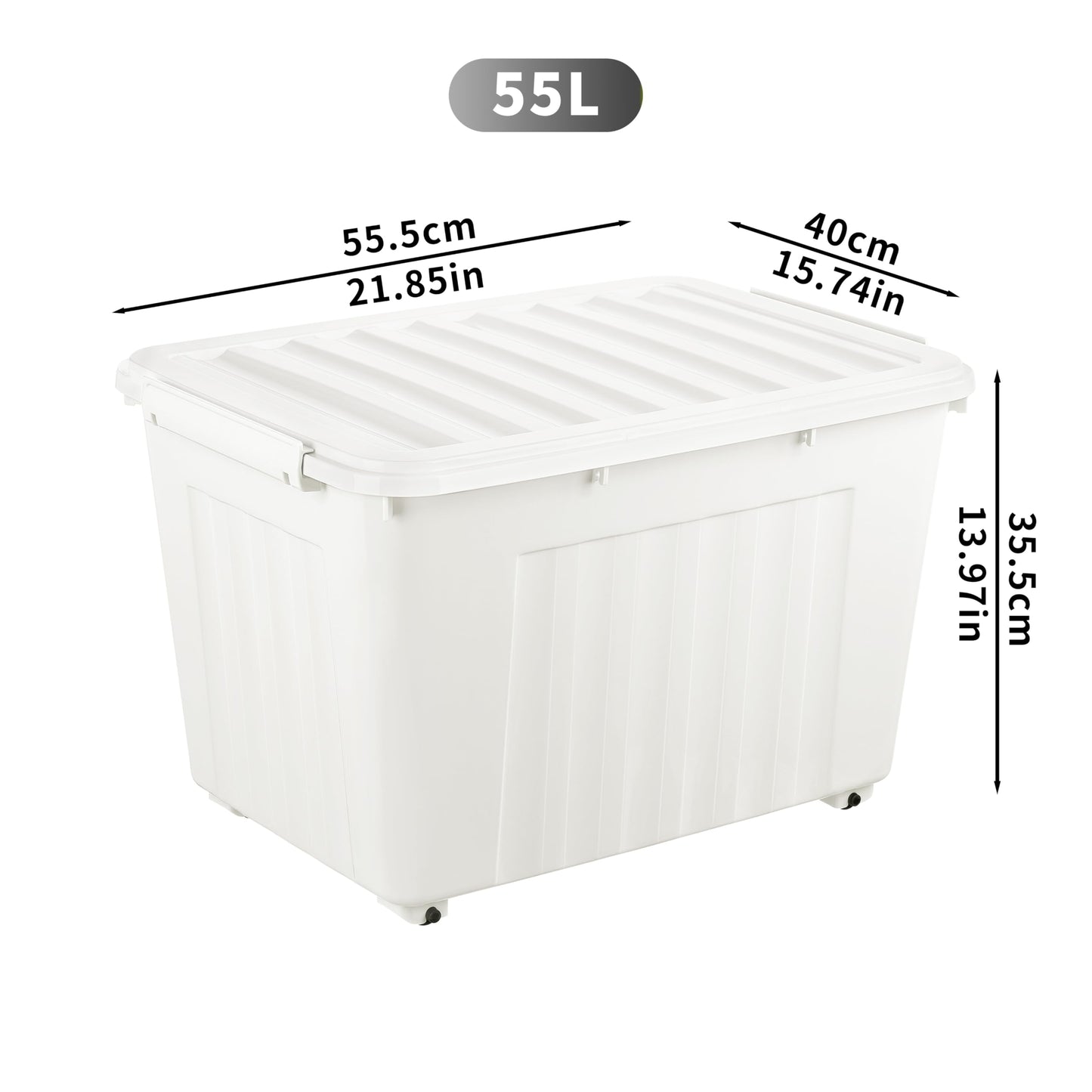 Cetomo 55L*3 Storage Boxes with Lids, Plastic Storage Box with Wheels and Secure Side Latches, Stackable & Nestable Organizer for Home, Office