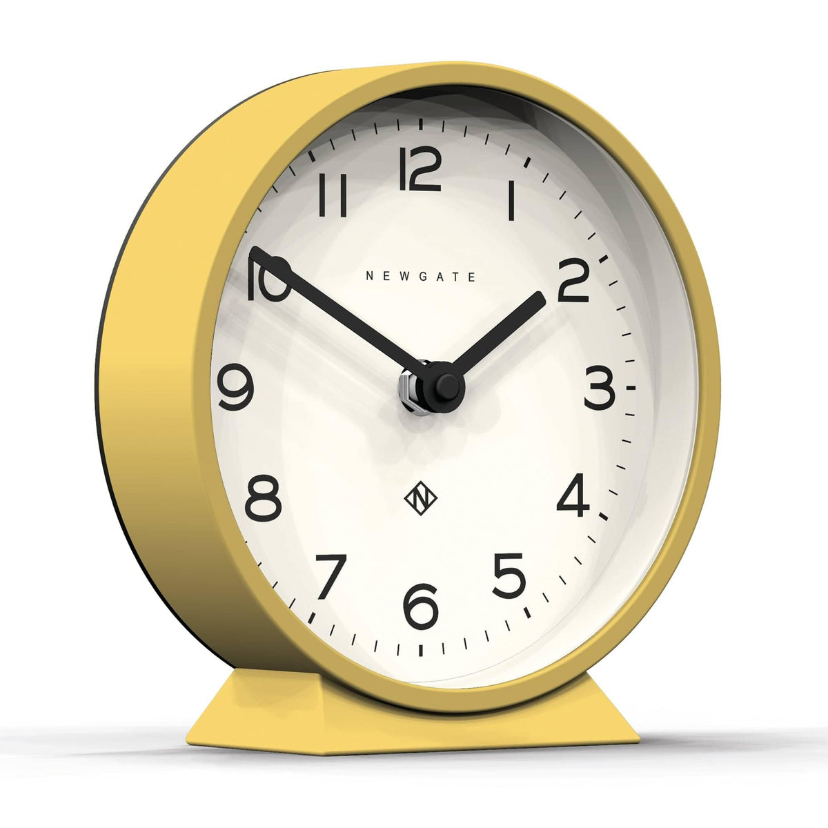 NEWGATE? M Mantel Silent Sweep Mantel Clock - 'No Tick' - A Modern Mantelpiece Clock - Small Mantel Clocks - Minimalist Dial - (Cheeky Yellow)