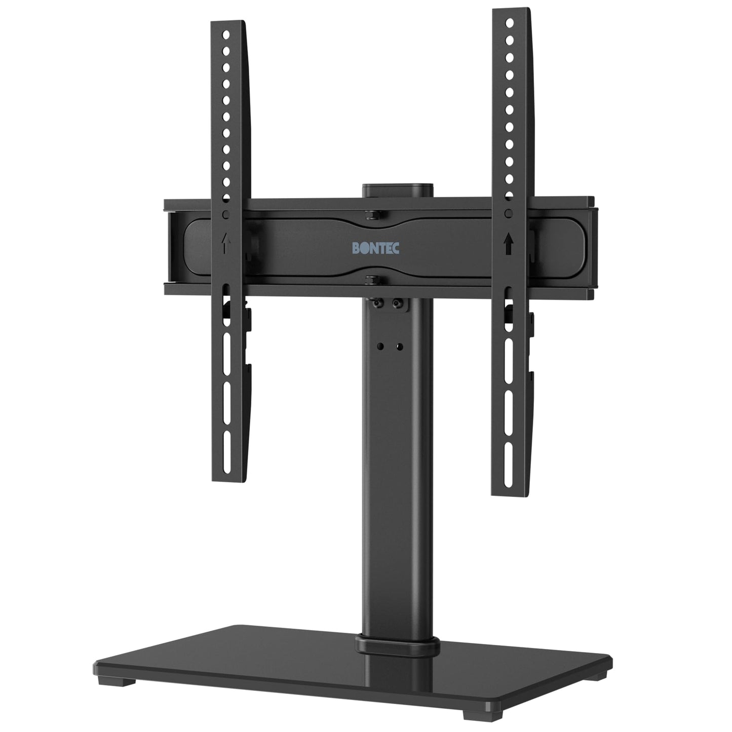 BONTEC Swivel TV Stand with Bracket for 24-60 inch LED OLED LCD Plasma Screens, Height Adjustable Table Top TV Stand with Tempered Glass Base, Max